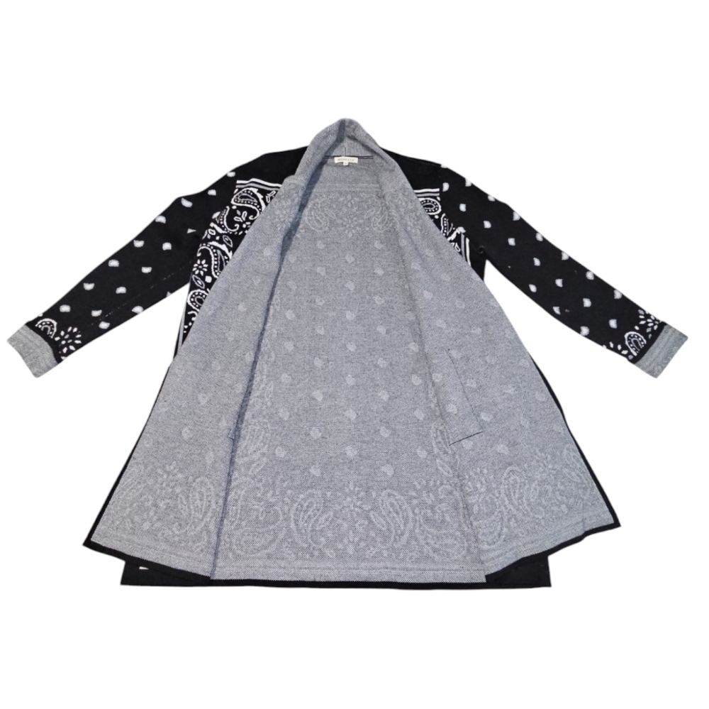 Margeaux & Ellie Black & Gray Paisley Open Front Cardigan XL - Picture 7 of 12